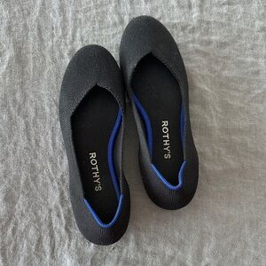 Rothy's Black Flats with Blue Trim